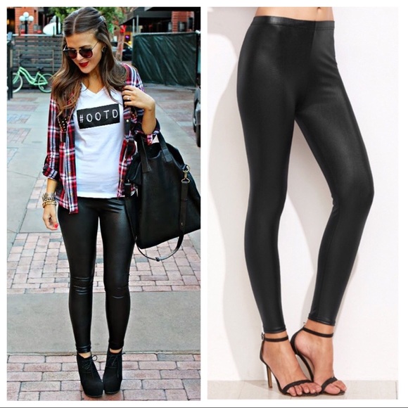 BRITTA-Skinny Stretch Vegan Leather Legging - Picture 2 of 9